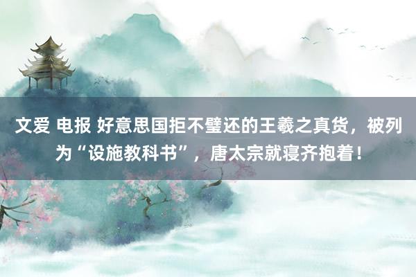 文爱 电报 好意思国拒不璧还的王羲之真货，被列为“设施教科书”，唐太宗就寝齐抱着！